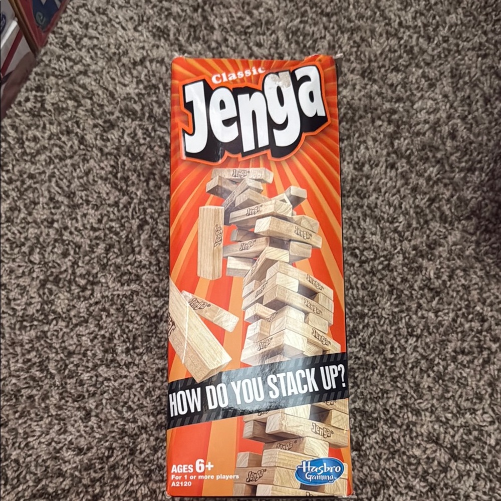 Hasbro Jenga Game with Orange Box